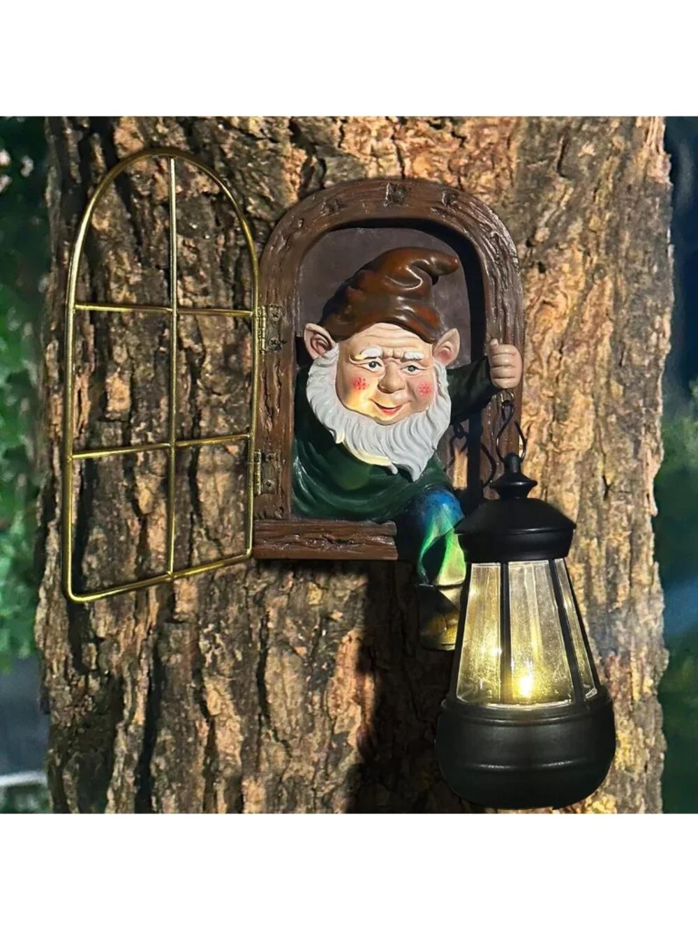 Whimsical Solar Lantern Gnome Statues - Outdoor Fairy Garden Decor & Halloween